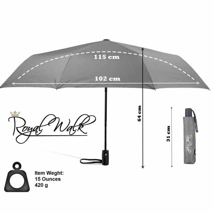 Compact Folding Umbrella for Rain Automatic Open & Close, Compact Design for Travel and Fast Drying Fabric 40 inch (102 cm) diameter - Grey 30 windproof folding umbrella travel automatic and strong grey 6
