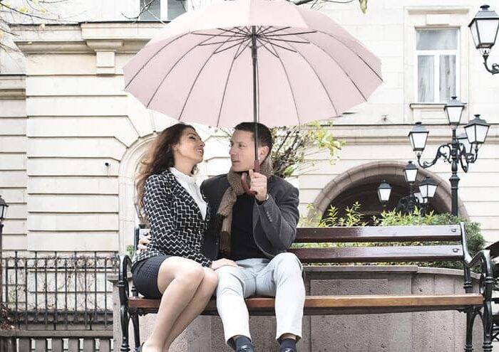 Large Umbrella for Rain Luxury big umbrella for 2 people with Real Wood Handle - beige 7