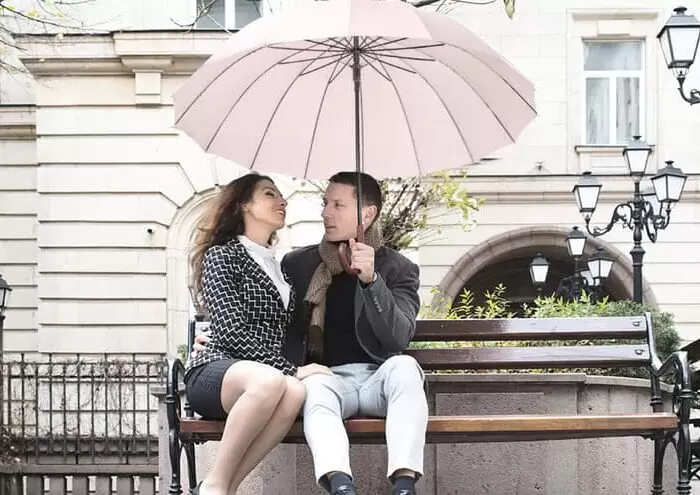 Large Umbrella for Rain Luxury big umbrella for 2 people with Real Wood Handle - beige 7