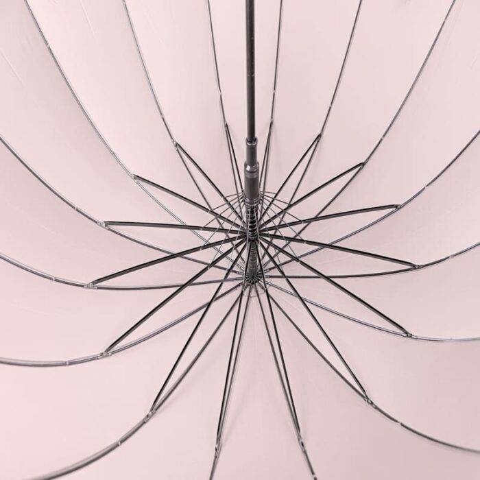 Large Umbrella for Rain Luxury big Walking Stick with Real Wood Handle 16 ribs - beige 3