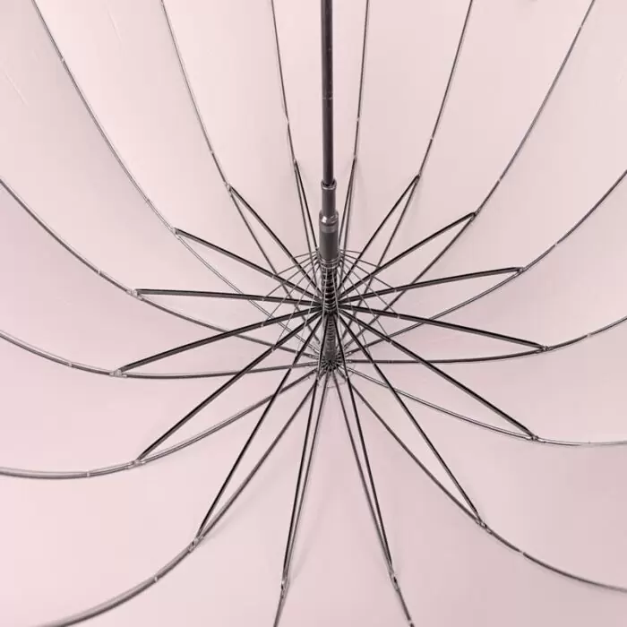 Large Umbrella for Rain Luxury big Walking Stick with Real Wood Handle 16 ribs - beige 3