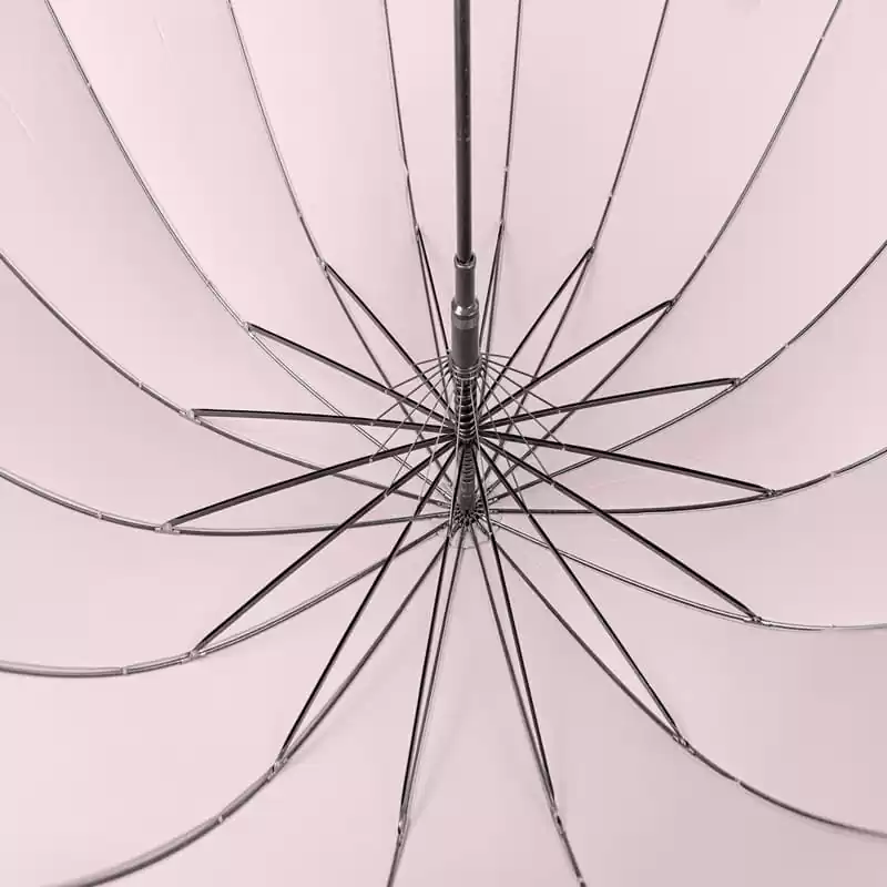 Large Umbrella for Rain Luxury big Walking Stick with Real Wood Handle 16 ribs - beige 3