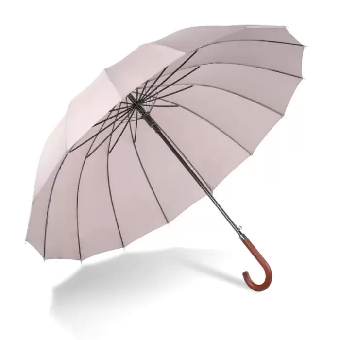 Large Umbrella for Rain Luxury big walking stick with Real Wood Handle Automatic Open - beige 3