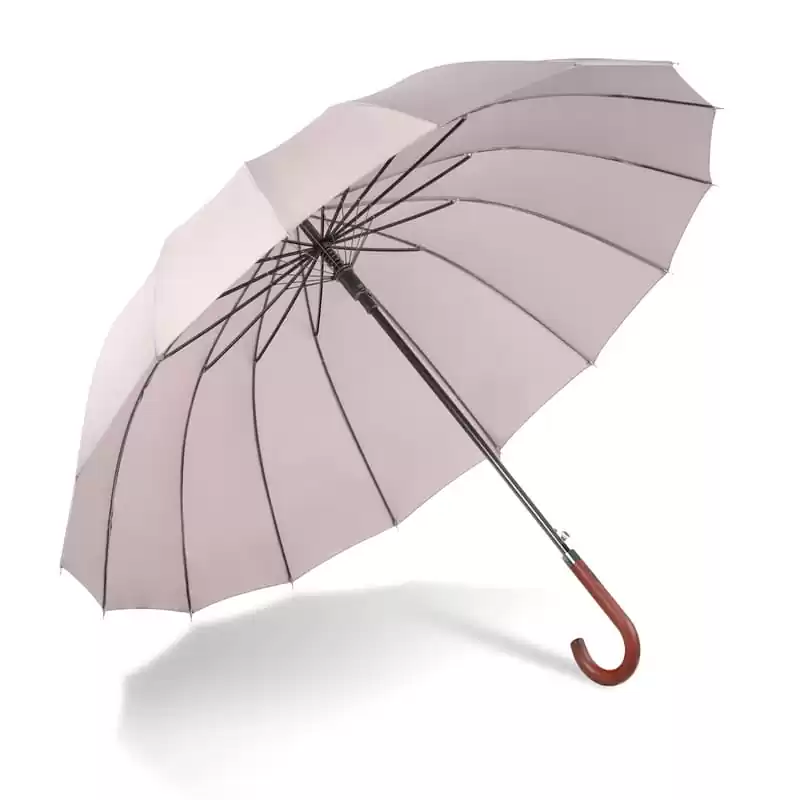 Large Umbrella for Rain Luxury big walking stick with Real Wood Handle Automatic Open - beige 3