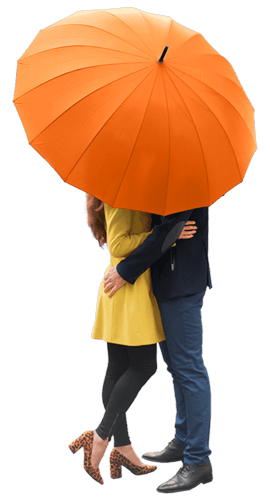 Large Umbrella for Rain Luxury Walking Stick with big umbrella 16 ribs - orange