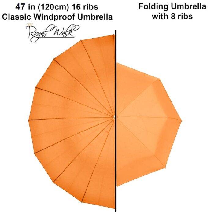 large umbrella for rain windproof strong wood handle 16ribs 120cm 54in orange 15