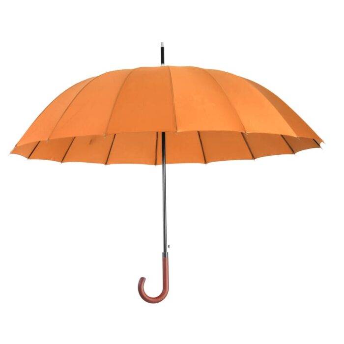Large Umbrella for Rain Luxury Walking Stick with Real Wood Handle fast drying - orange 9