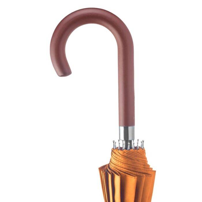 Luxury Large Umbrella for Rain windproof Walking Stick with Real Wood Handle big umbrella - orange 1
