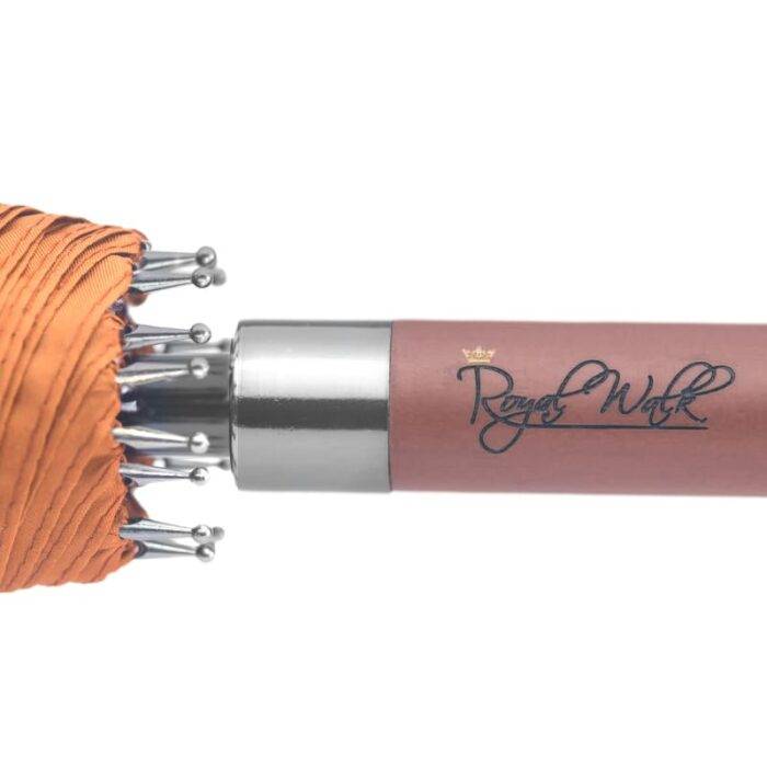 Luxury Large Umbrella for Rain windproof Walking Stick with Real Wood Handle big umbrella - orange 2