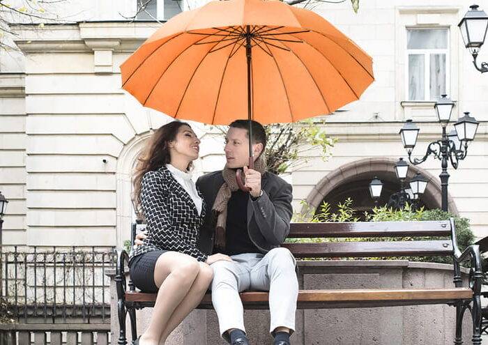 Large Umbrella for Rain Luxury Walking Stick with Real Wood Handle big umbrella - orange 5