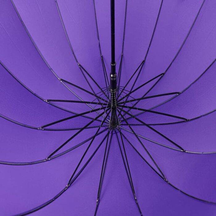 Large Umbrella for Rain Luxury Walking Stick with Real Wood Handle Automatic Open - purple 16 ribs