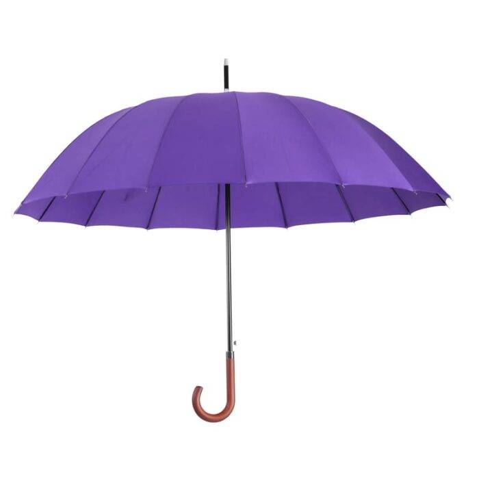 Large Umbrella for Rain Luxury windproof strong stick with Real Wood Handle - purple wind resistant