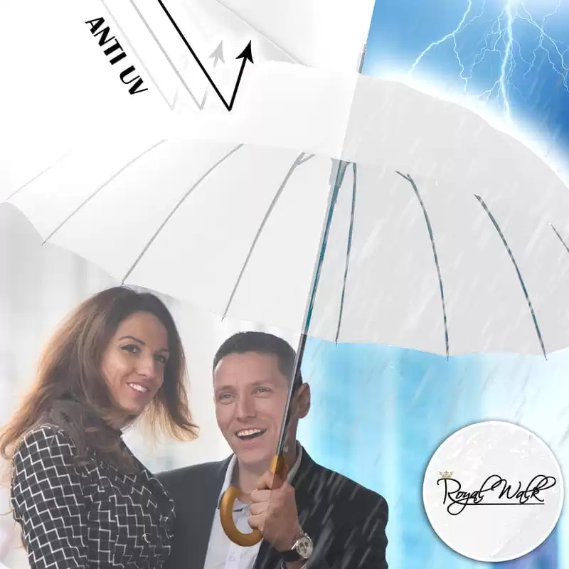 Large umbrella for rain with UV protection - white Large umbrella for rain with UV protection - white