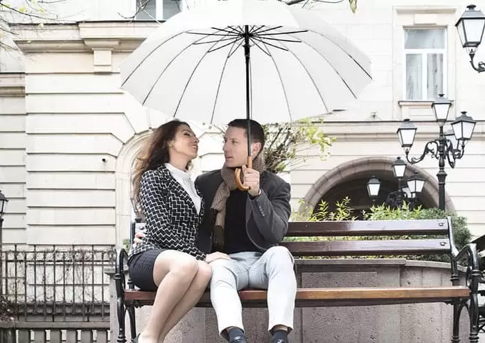 Large Umbrella for Rain, Walking Stick with Real Wood Handle, Automatic Open, 16 Ribs, 54 Inch Arc, 120cm Diameter - White 25 Large Umbrella for Rain Luxury windproof umbrella with Real Wood Handle Automatic Open - white 1