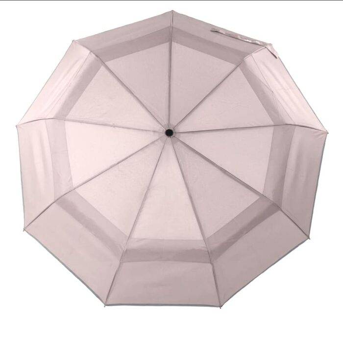Luxurious folding windproof umbrella for rain - fast drying fabric and vented double canopy beige 5
