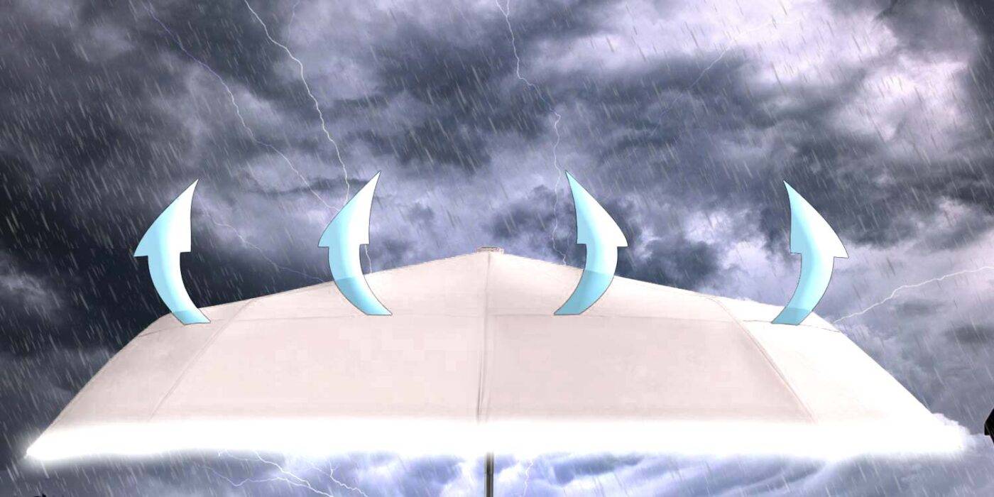 Luxurious folding windproof umbrella for rain - fast drying fabric with real wood handle and vented double canopy beige 1