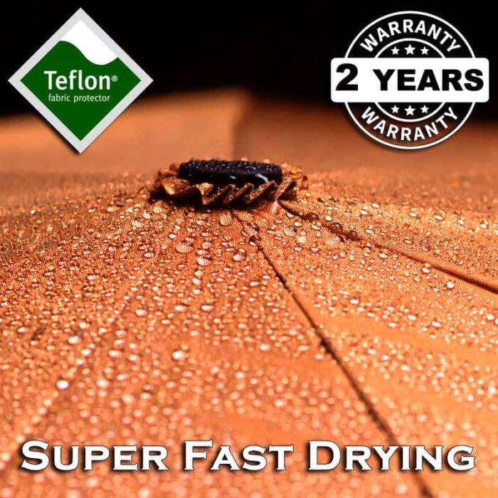 Luxurious folding windproof umbrella for rain - fast drying fabric and vented double canopy orange