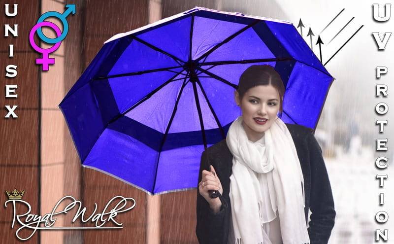 large folding travel umbrella for rain with uv protection purple