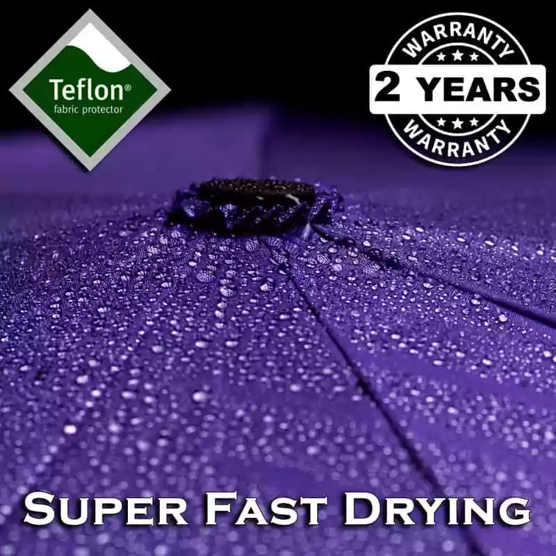 Luxurious folding compact windproof umbrella for rain - fast drying fabric with real wood handle purple 2
