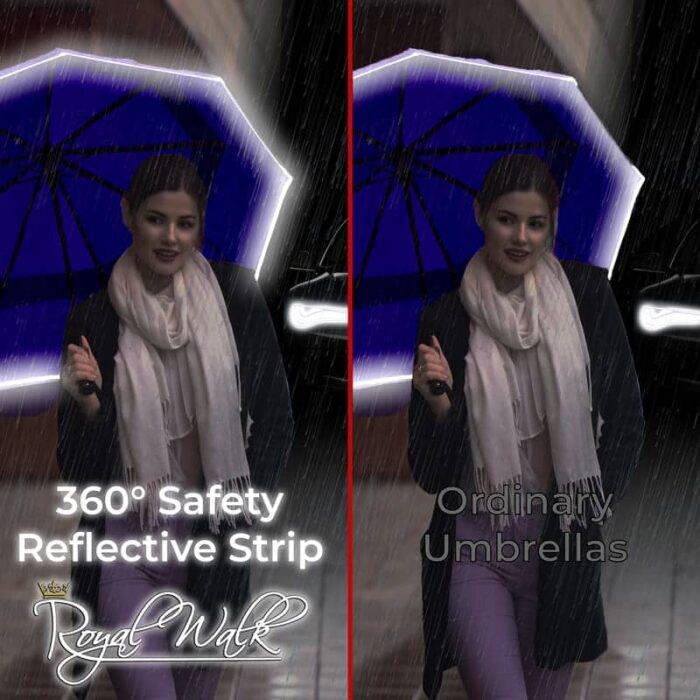 Luxurious compact windproof umbrella for rain - fast drying fabric with real wood handle and vented canopy purple 4