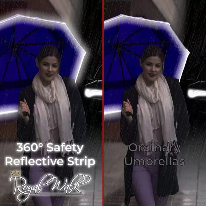 Luxurious compact windproof umbrella for rain - fast drying fabric with real wood handle and vented canopy purple 4