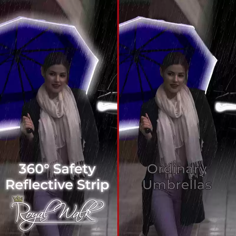Luxurious compact windproof umbrella for rain - fast drying fabric with real wood handle and vented canopy purple 4