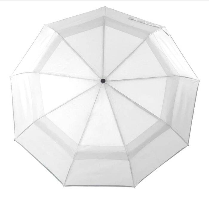 Luxurious folding windproof umbrella for rain - fast drying fabric and vented double canopy white 32