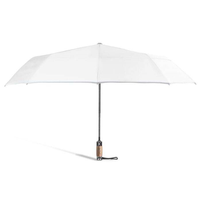 Luxurious folding windproof umbrella for rain - fast drying fabric and vented double canopy white 33