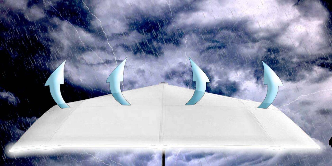 Luxurious folding windproof umbrella for rain - fast drying fabric with real wood handle and vented double canopy white 1312
