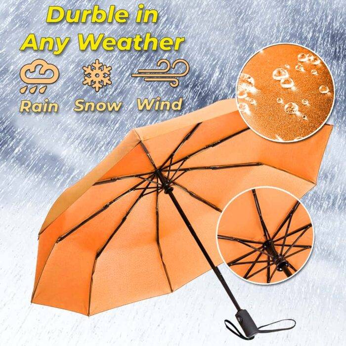 Compact Folding Umbrella for Rain Automatic Open & Close, Compact Design for Travel and Fast Drying Fabric 40 inch (102 cm) diameter - Orange 21 Compact Folding Umbrella for Rain Windproof Automatic Open Close (102 cm) diameter - Orange 11
