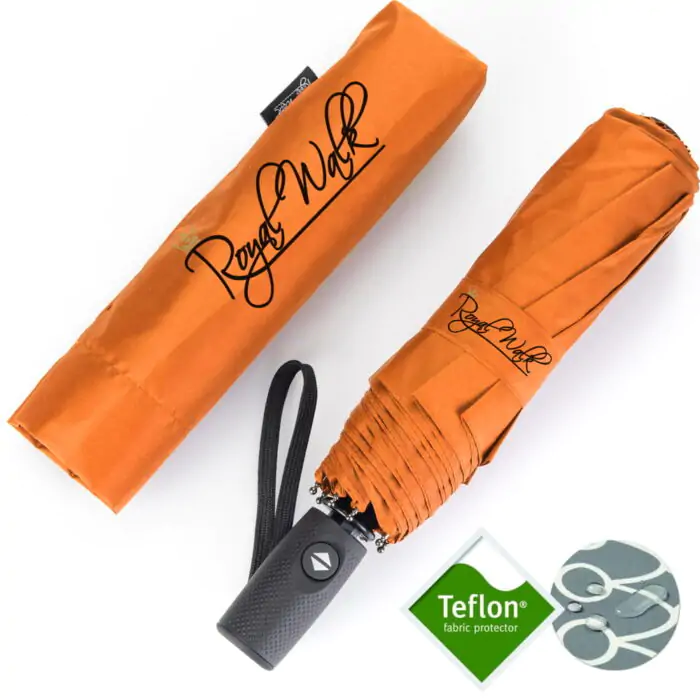 Compact Folding Umbrella for Rain Windproof Automatic Open Close (102 cm) diameter - Orange 17