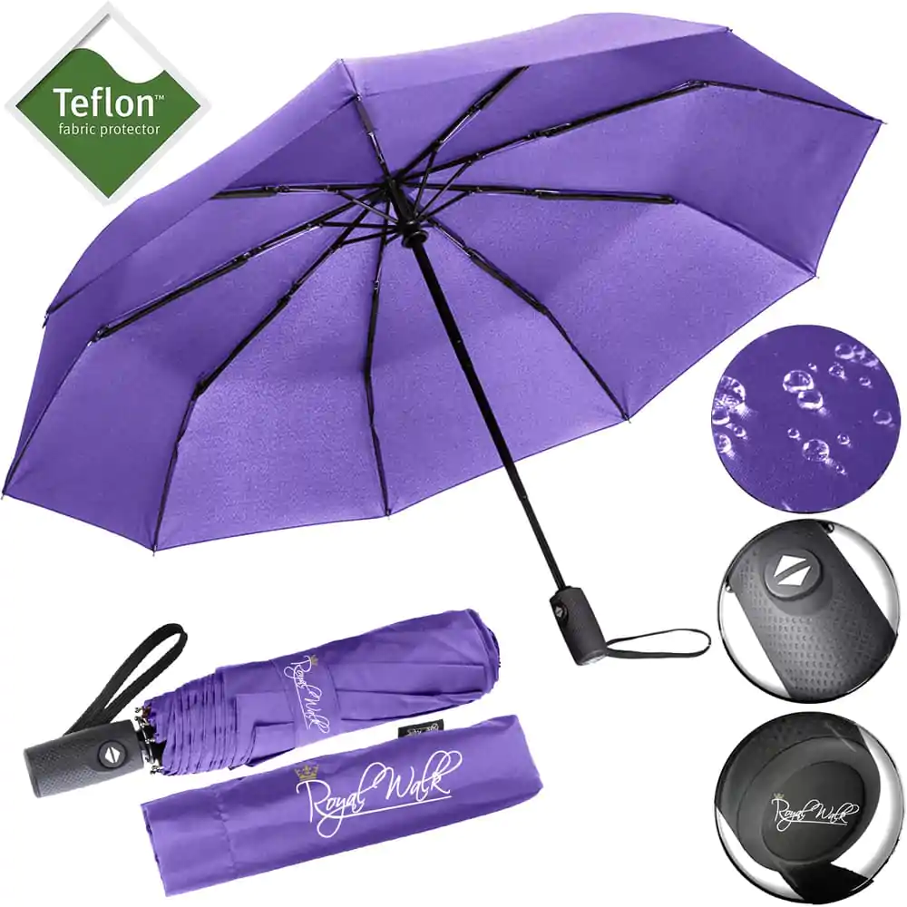 Umbrelă pliabilă compactă pentru ploaie, rezistentă la vânt, cu deschidere și închidere automată (102 cm) diametru - Violet 1Umbrelă pliabilă compactă pentru ploaie, rezistentă la vânt, cu deschidere și închidere automată (102 cm) diametru - Violet 14
