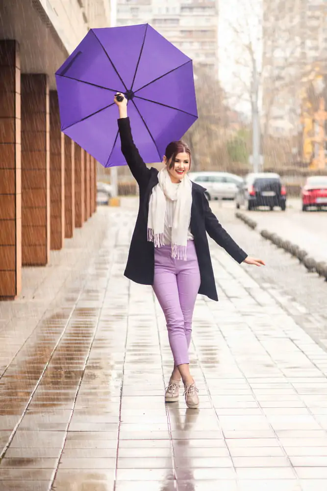 Umbrelă pliabilă compactă pentru ploaie, rezistentă la vânt, cu deschidere și închidere automată (102 cm) diametru - Purple 12