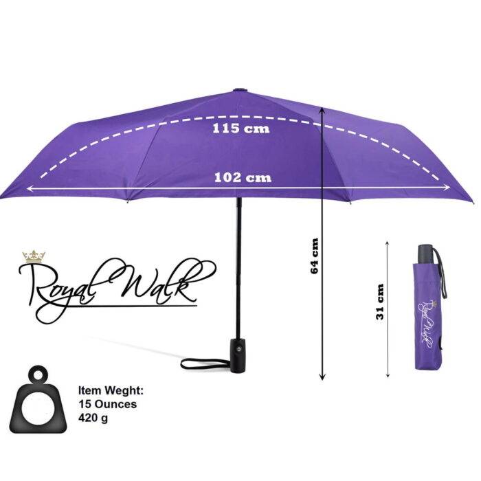 Compact Folding Umbrella for Rain Windproof Automatic Open Close (102 cm) diameter - Purple 18
