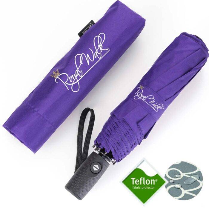 Compact Folding Umbrella for Rain Windproof Automatic Open Close (102 cm) diameter - Purple 21