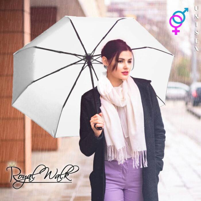 Compact Folding Umbrella for Rain Windproof Automatic Open Close (102 cm) diameter - White 17